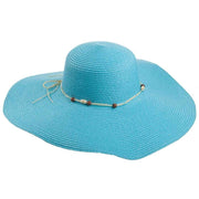 Cappello a tesa larga blu con dettaglio 58