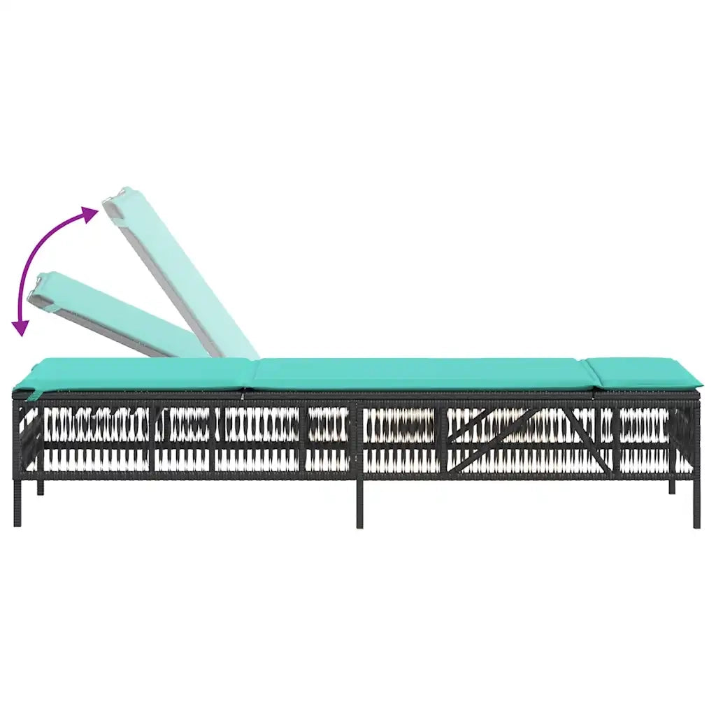 Lettini prendisole 2 pz con Tavolino in Polyrattan Nero 4002754