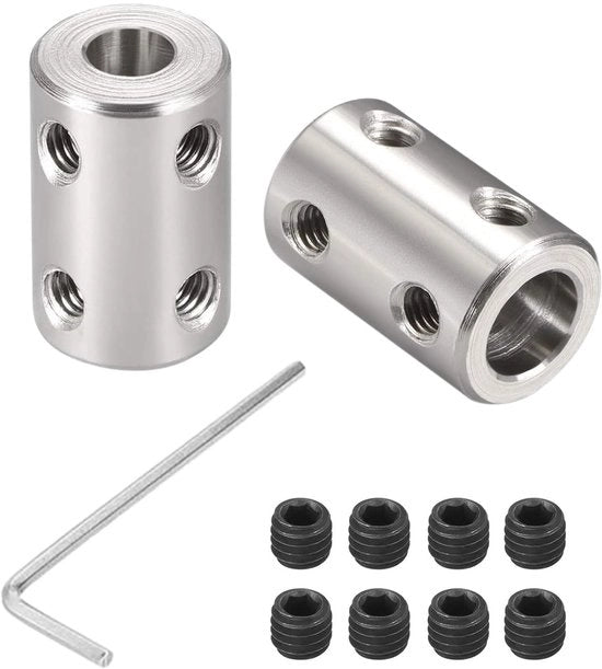 Coppia di giunti rigidi a 45# acciaio - Motor giunti - Viti di serraggio - Alta resistenza meccanica - Diametro 14 mm / Lunghezza 22 mm