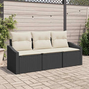 Set di divani con cuscino 3 pcs Nero polyrattan 3346577