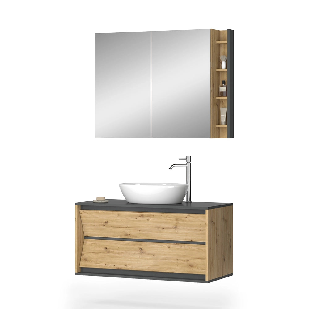 Vicco Set di mobili da bagno Antracite/Artisan 2 parti