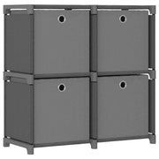 Mensola con 4 Vani a Cubo e Scatole Grigia 69x30x72,5cm Tessuto cod mxl 33787