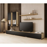 Set mobili da soggiorno RAMOS – Rovere e nero super opaco – LED multicolori integrati