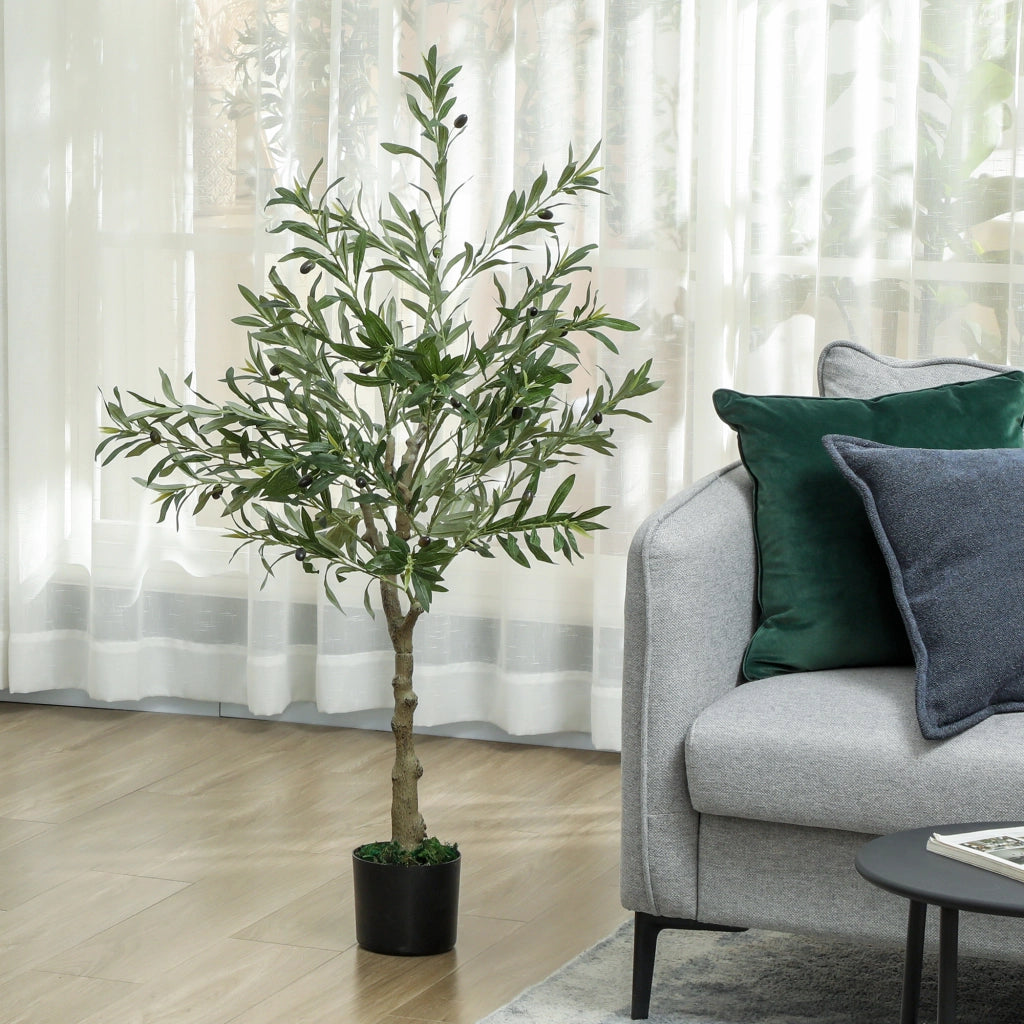 Albero di Olivo Artificiale 120 cm con Vaso ¨C zephmum ¨C Verde