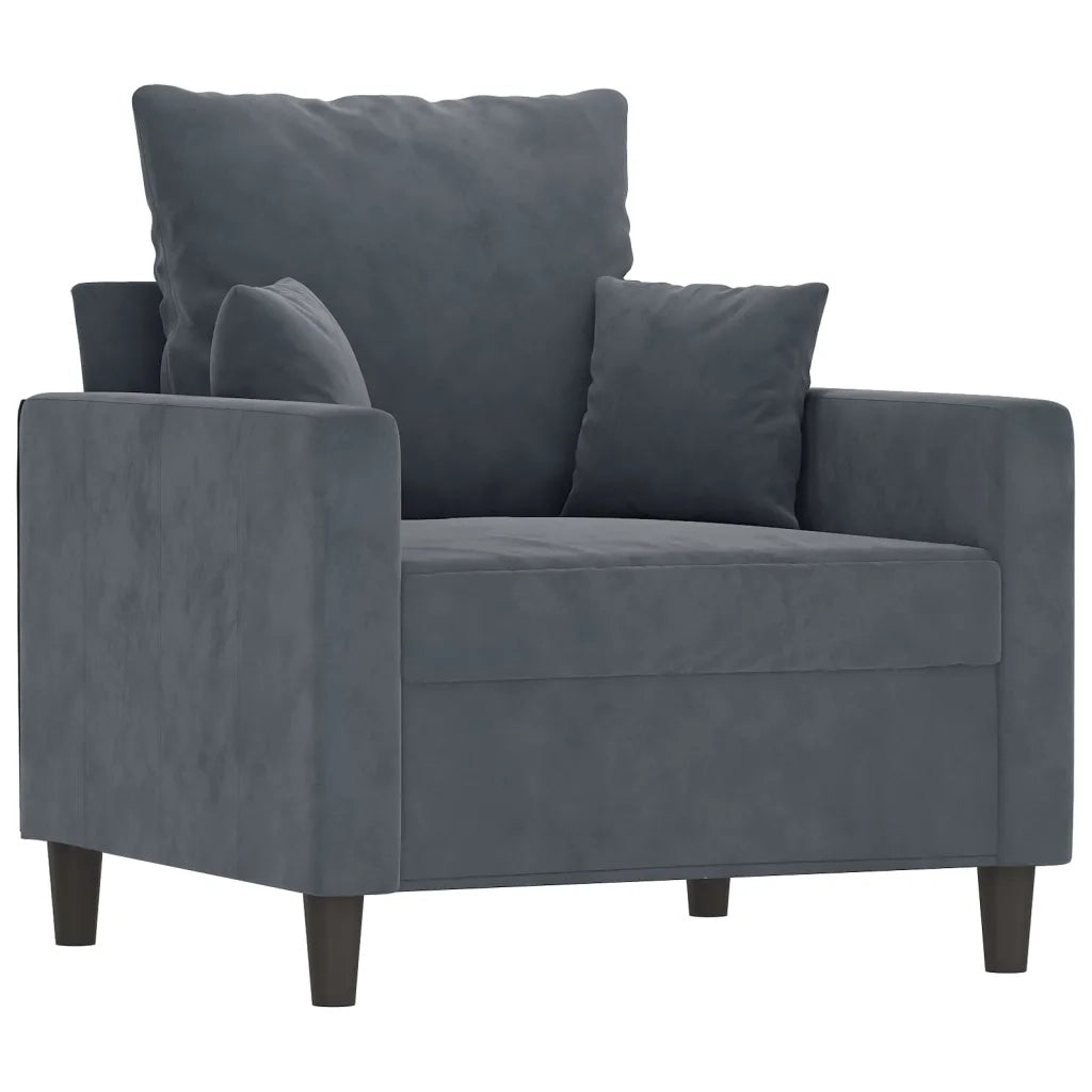 Poltrona con Poggiapiedi Grigio Scuro 60 cm in Velluto 3201098