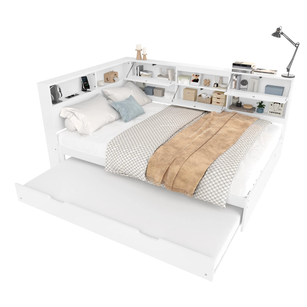 Daybett con funzione divano letto in pino bianco 140x200 cm