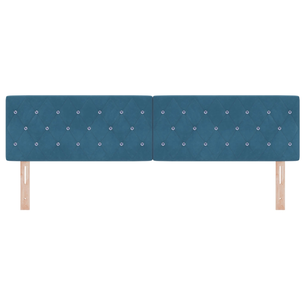 Testiera  con bottoni in cristallo trapuntati blu scuro 180 cm in velluto