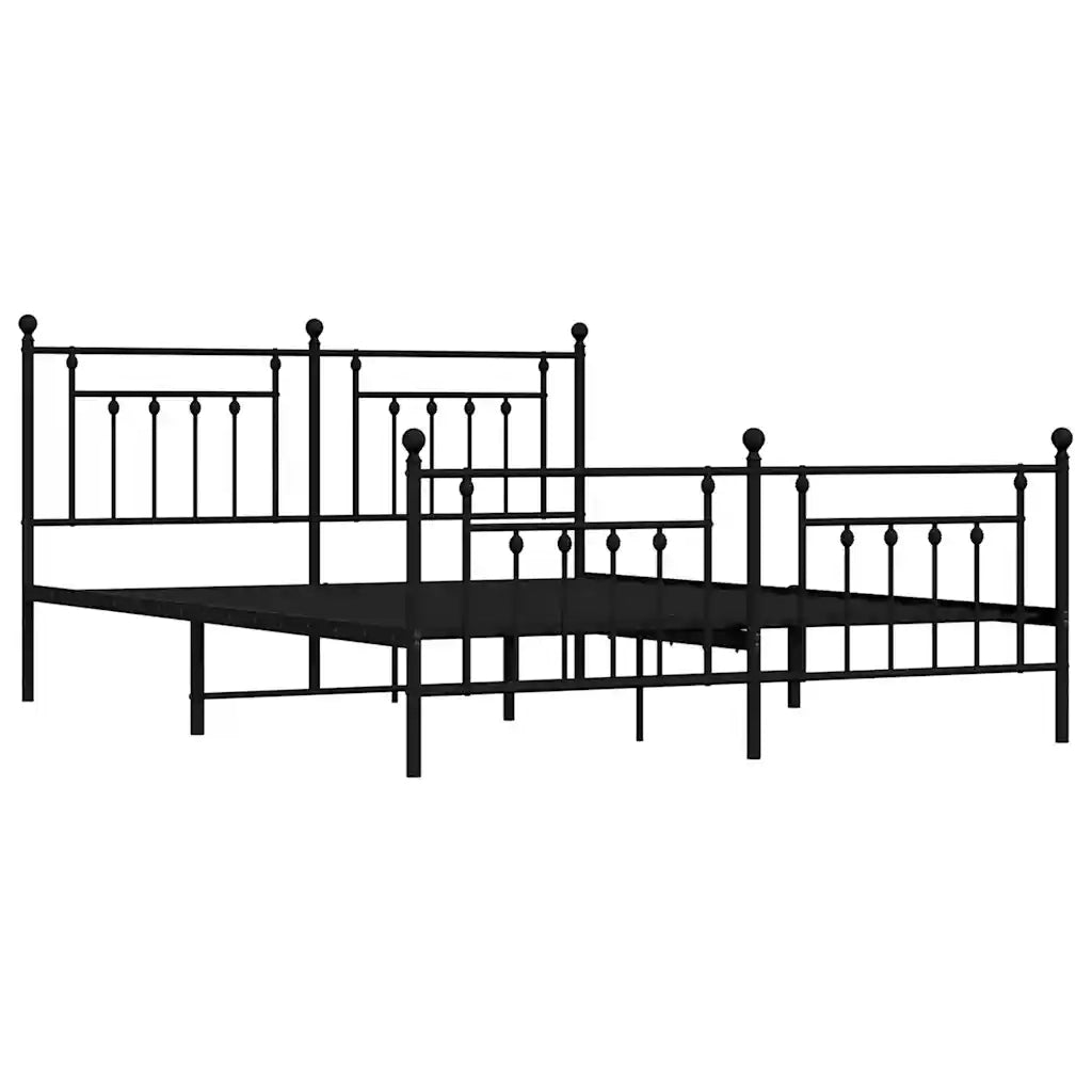 Giroletto con Testiera e Pediera Metallo Nero 183x213 cm 353560