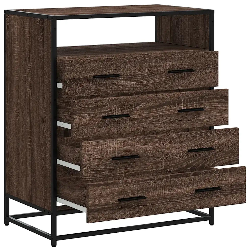Cassettiera Rovere Marrone 70x41x83,5 cm in Legno Multistrato 849093