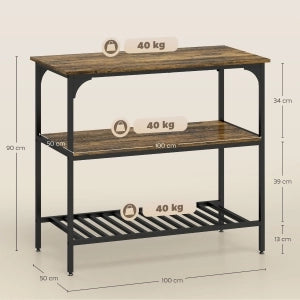 REGGIPANE da cucina 100x50x90 cm Legno Marrone Rustico