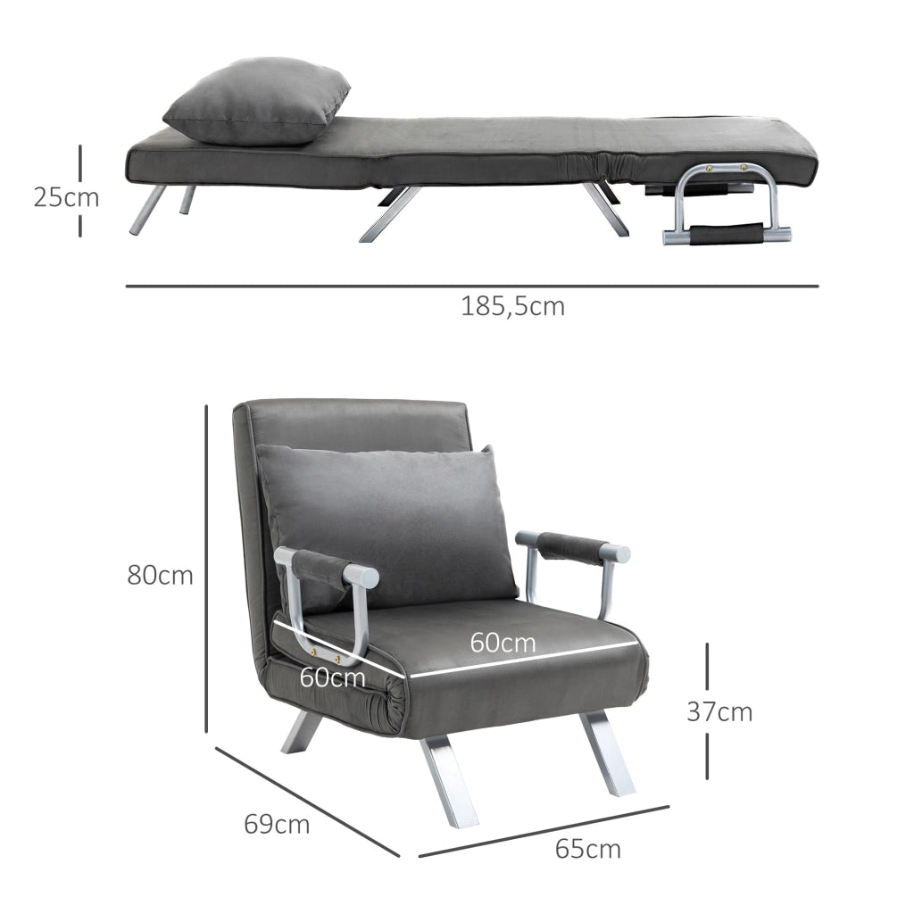 Poltrona Relax Sedia a Sdraio Letto per Ospiti ¨C zephmum ¨C Grigio 65x69x80 cm
