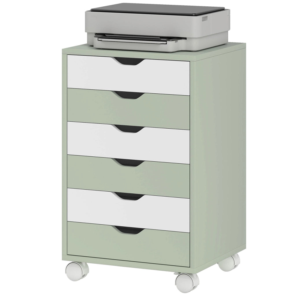Cassettiera mobile con 6 cassetti e ruote ¨C Xylo ¨C Verde con guide scorrevoli silenziose