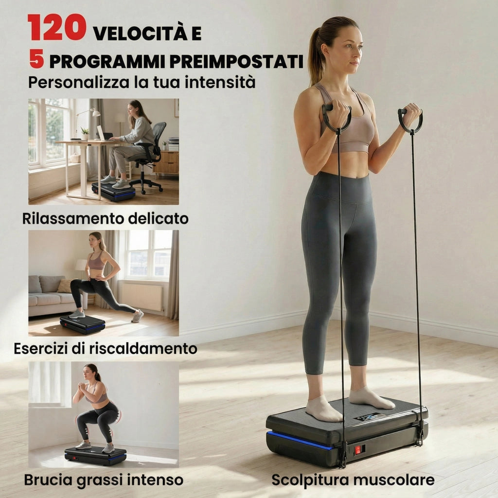 Pedana Vibrante con 120 Livelli di Velocit¨¤ e 5 Programmi