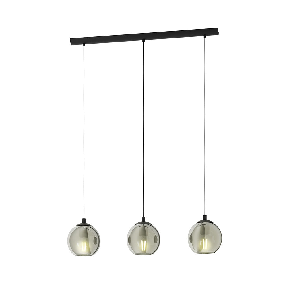 Lampadario Moderno Ariscani 3 Luci Acciaio Nero