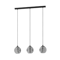 Lampadario Moderno Ariscani 3 Luci Acciaio Nero