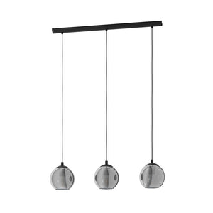 Lampadario Moderno Ariscani 3 Luci Acciaio Nero