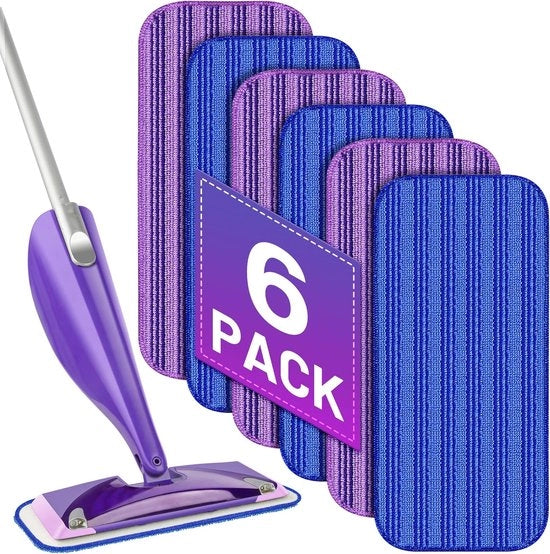 Set di 6 assorbenti microfibra sostitutivi per dweil in microfibra lavabili - sistemi di dweil - assorbenti per dweil umidificati e asciutti adatti per Swiffer Wetjet 12 pollici - pulizia multifunzionale del pavimento