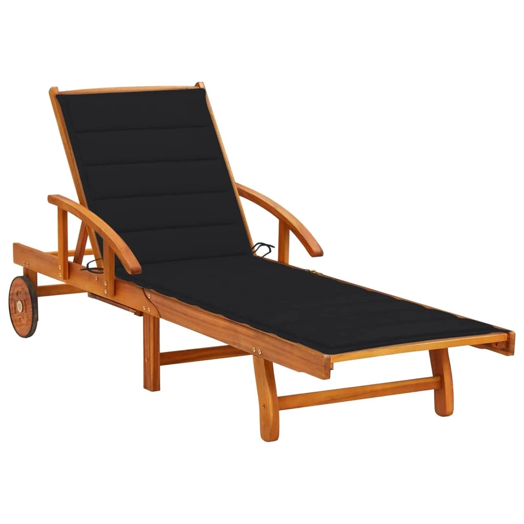 Lettino prendisole sedia a sdraio lettino prendisole letto da giardino mobili da esterno per patio con cuscino legno massello di acacia 02_0012396