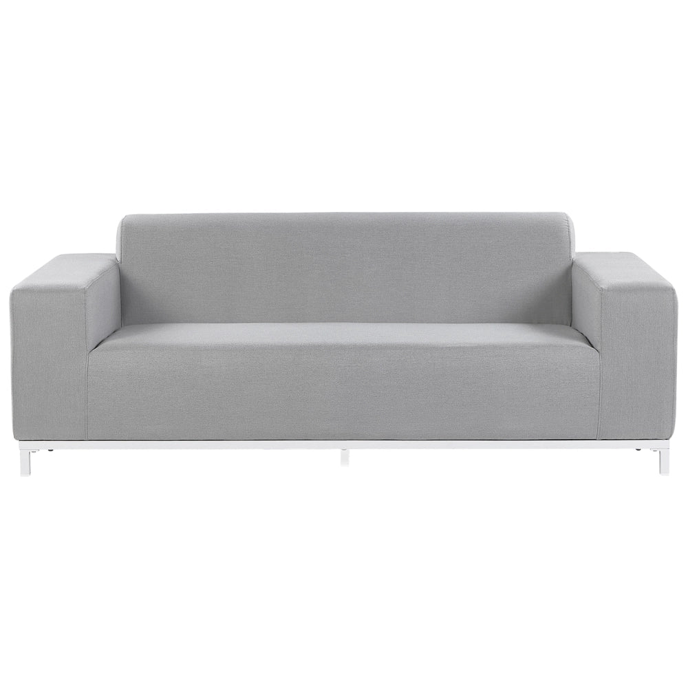 Divano da giardino in tessuto grigio e gambe in alluminio bianco mobili da esterno per interni resistente alle intemperie