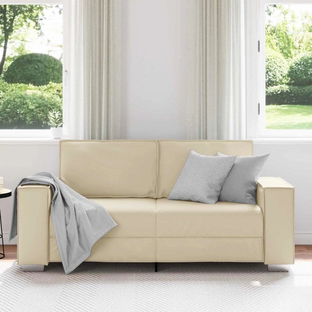 Divano | Divano da soggiorno | Sofa a due posti Crema 180 cm Pelle Sintetica