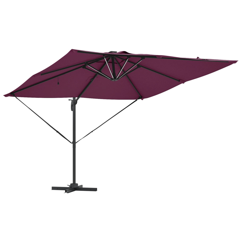 Ombrellone a Sbalzo Roma con LED Rosso Borgogna 286x285x270 cm Alluminio