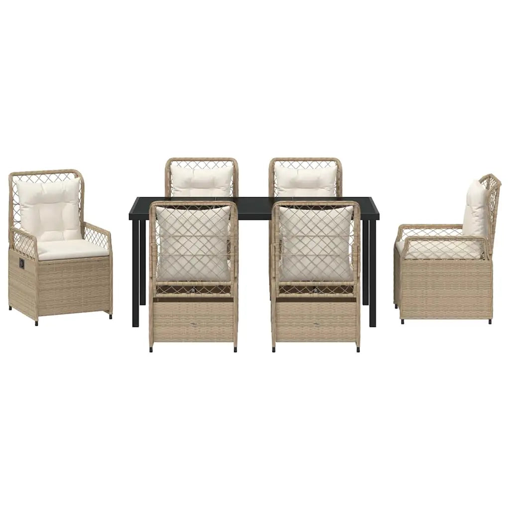 Set da Pranzo per Giardino 7 pcs Beige e Bianco Crema 3381013