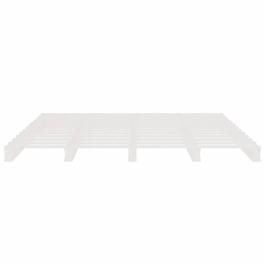 Letto a Pallet Bianco 140x190 cm in Legno Massello di Pino