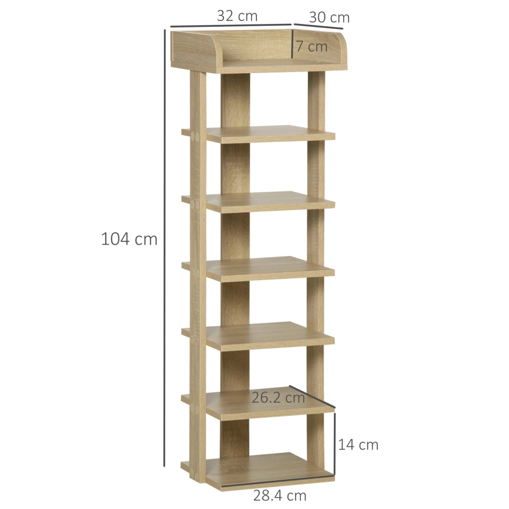 EASYCOMFORT Mobile Scarpiera per Ingresso in Legno, con Ripiano Porta Oggetti, 32x30x104cm, Rovere