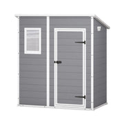 Manor Pent 6x4- Casetta da Giardino 183,50x200,50x111 cm 1 Anta per deposito attrezzi finitura effetto legno graffiato in Resina Grigio