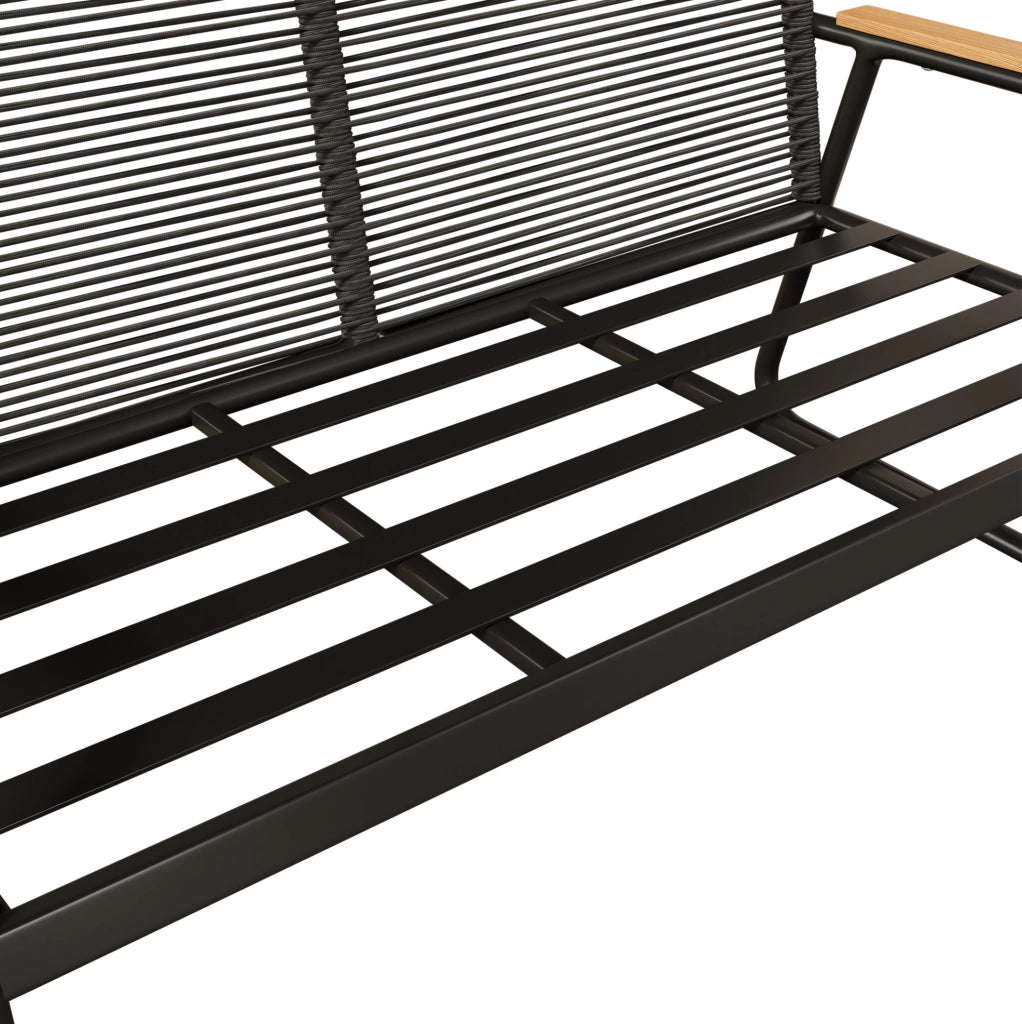 Set lounge da giardino 4 posti con tavolino; struttura in ferro zincato; nero