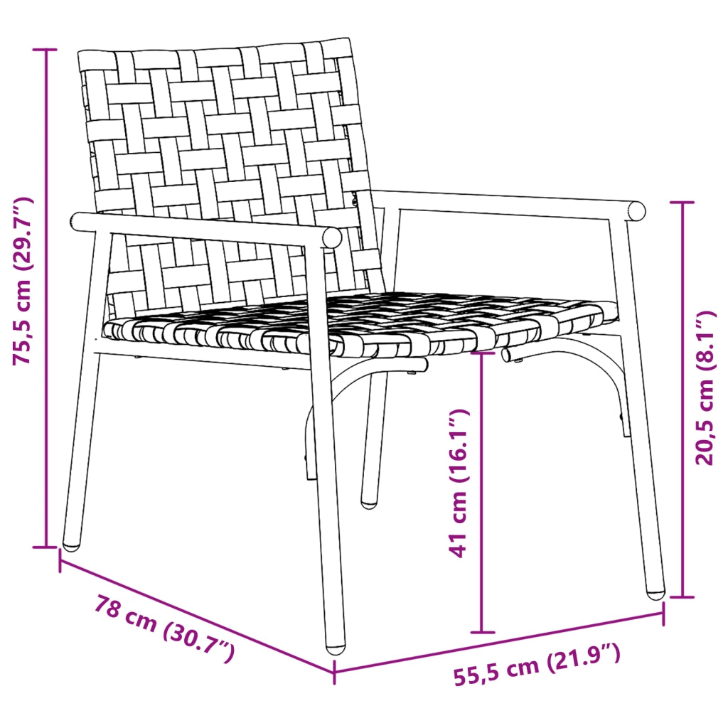 Poltrone da Giardino  2 pz Nere 79x56x73,5 cm in Rattan