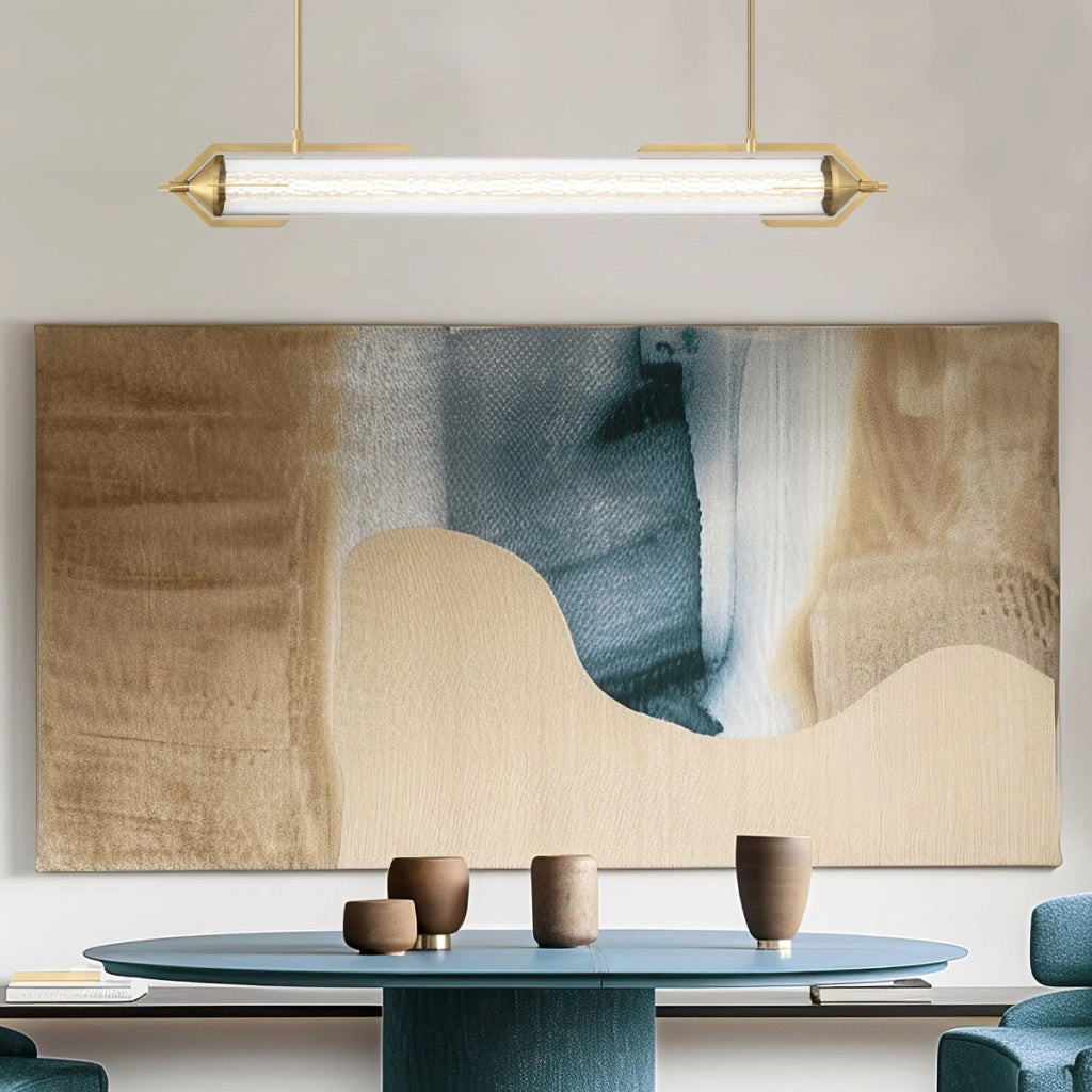 Lampada sospesa rétro oro tubo 122cm LED 38W Quintiesse