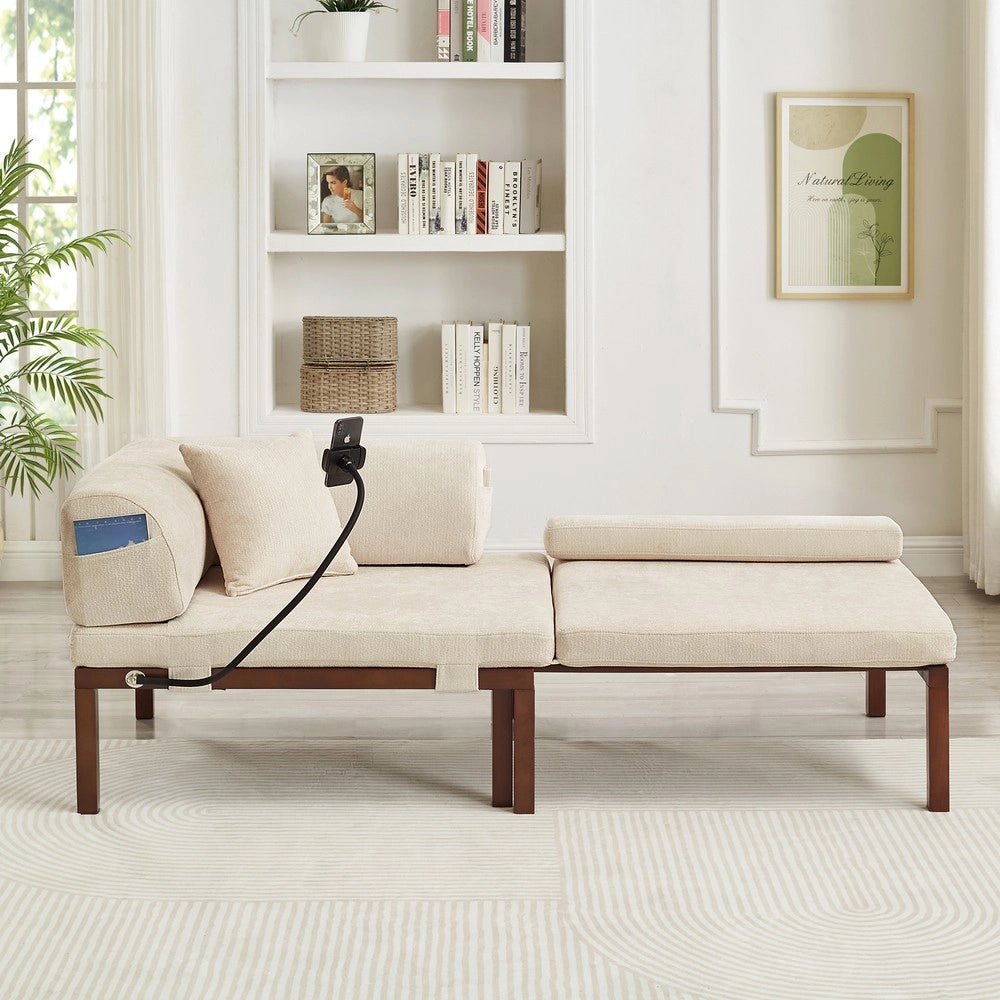 Divano Letto Singolo Estraibile in Legno Massello ¨C Xylo ¨C Beige