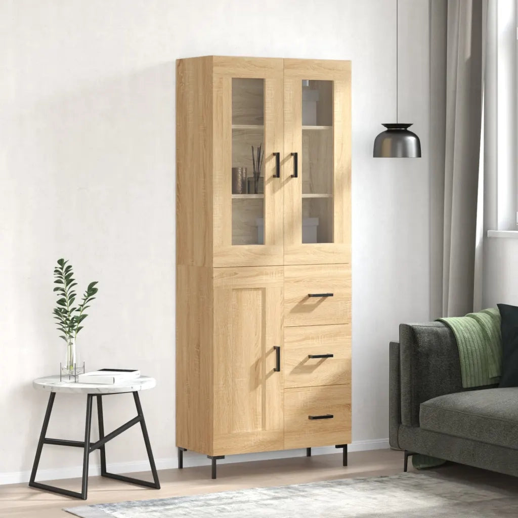 Credenza-Buffet-Armadio da cucina Rovere Sonoma 69,5x34x180 cm in Legno Multistrato 165878