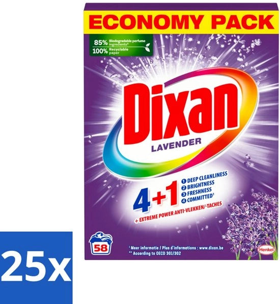 Detersivo in Polvere e Stain Remover - Bianco e Colore - Lavanda - 58 Lavaggi - Confezione in Bulk - 25 pezzi
