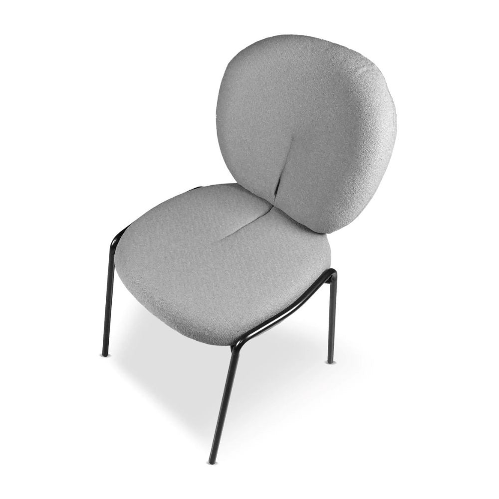 Set 2 Sedie da pranzo tessuto teddy grigio Sirio 53x39x94h