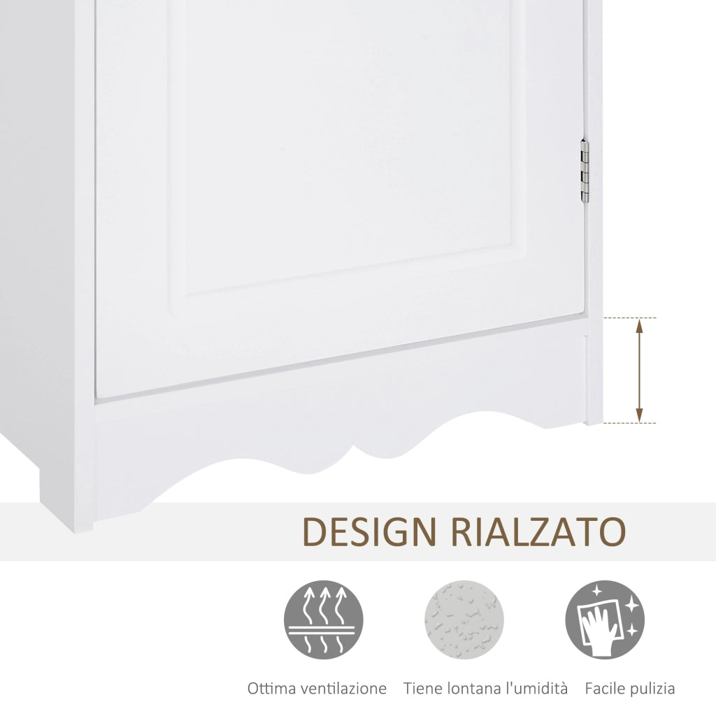 Mobiletto Bagno a Torre 3 Ripiani Regolabili e Armadietto ¨C zephmum ¨C MDF Bianco 40x23x160cm