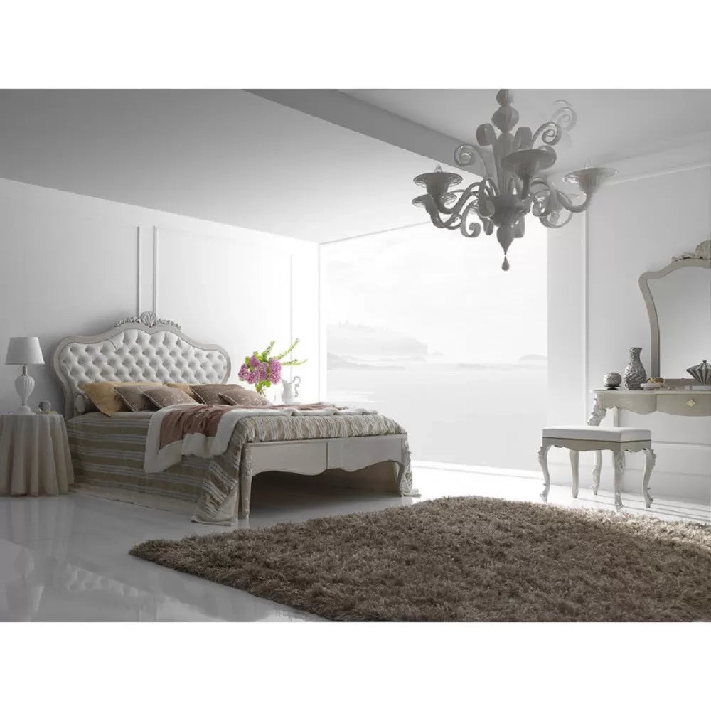 Letto matrimoniale legno classico testata ecopelle l.201 p.215 h.151 - Mobili 2G
