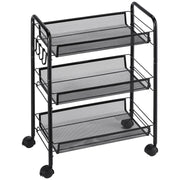 CARRELLO DA CUCINA A 3 LIVELLI CON CESTI REMOVIBILI 41.5LX26.5X63CM ACCIAIO NERO