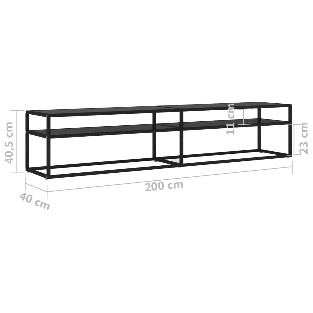 Mobile Porta TV Nero 200x40x40,5 cm in Vetro Temperato 331727