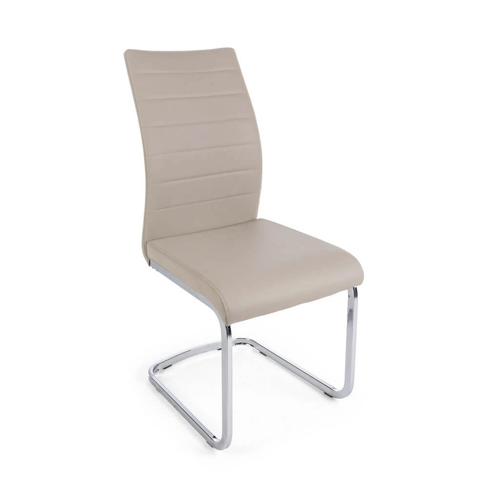 Set di 4 Sedie da Pranzo in Similpelle con Gambe Cromate - NEXTWAVE