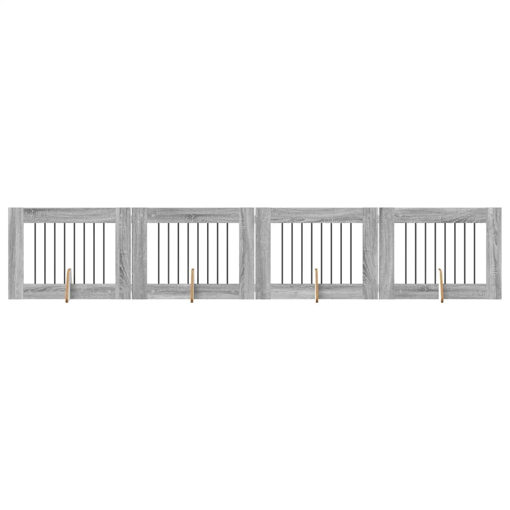 Cancello per cani con supporti 4 pcs Grigio Sonoma 80 x 60 cm 892136