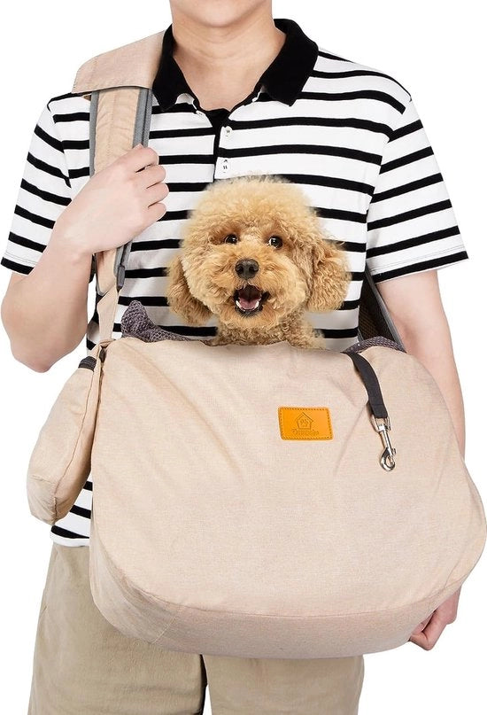 Porta cani, porta cani fino a 11 kg, cintura per cani, cintura per cani reversibile e senza mani con cintura regolabile e inserti per spalle per uso all'aperto
