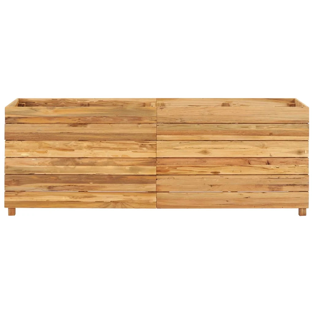Aiuola rialzata per piante e fiori 150 x 40 x 55 cm legno di teak riciclato e acciaio 02_0000913