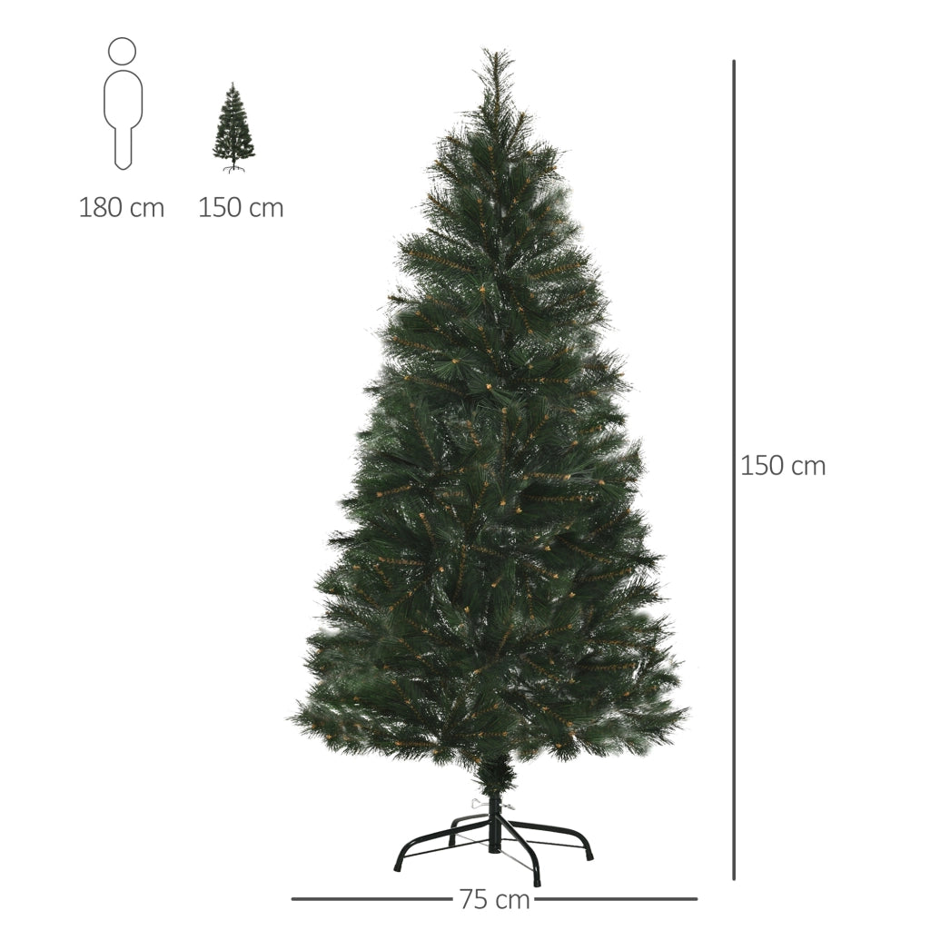 Albero di Natale Artificiale 150 cm ¨C zephmum ¨C Verde con Base Pieghevole in Acciaio