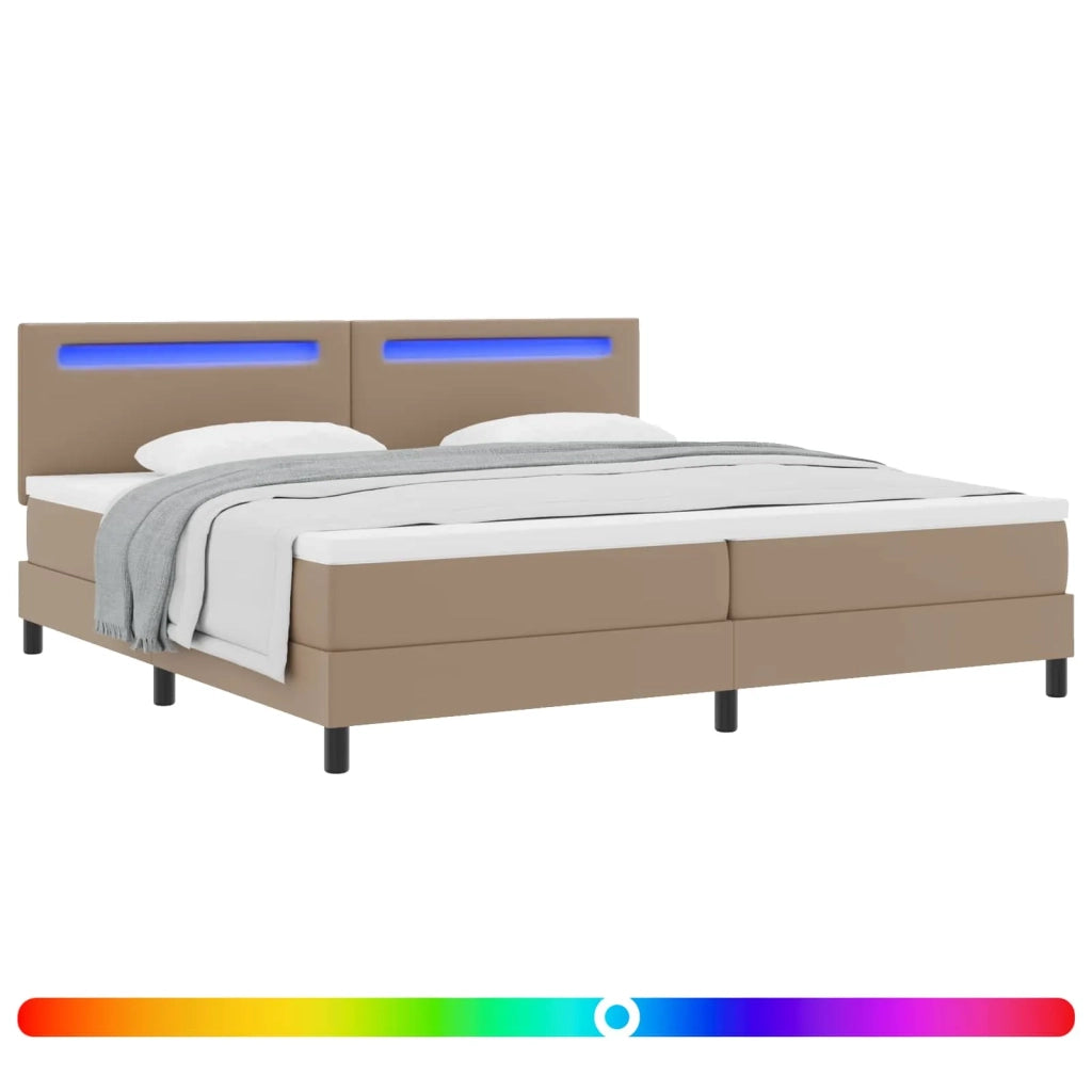 Letto a molle con led Cappuccino 200 x 200 cm Pelle sintetica 3339067