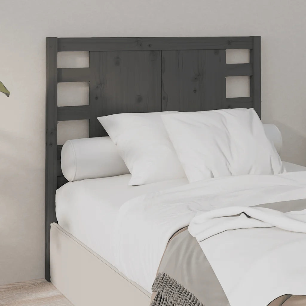 Testiera per Letto Grigia 81x4x100 cm in Legno Massello di Pino 818747