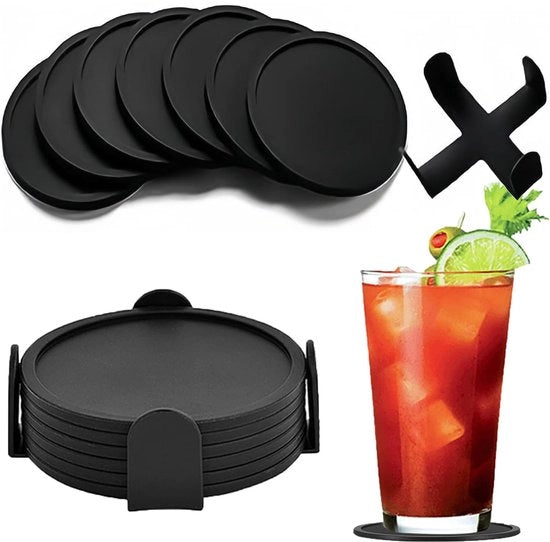 Set di 6 supporti rotondi antiscivolo in silicone con alloggiamento, protezione da muri per bicchieri, tazze, calici, per uso domestico e in bar