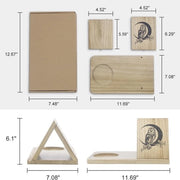Scatola per libri a forma triangolare in legno massello per scrivania, lettore per scrivania con supporto per tazza da caffè e stazione per telefono in legno.