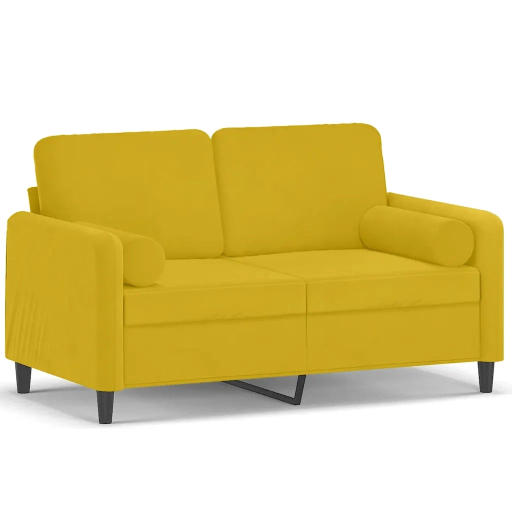 Divano | Divano da soggiorno | Sofa a 2 Posti con Cuscini Giallo 120 cm in Velluto
